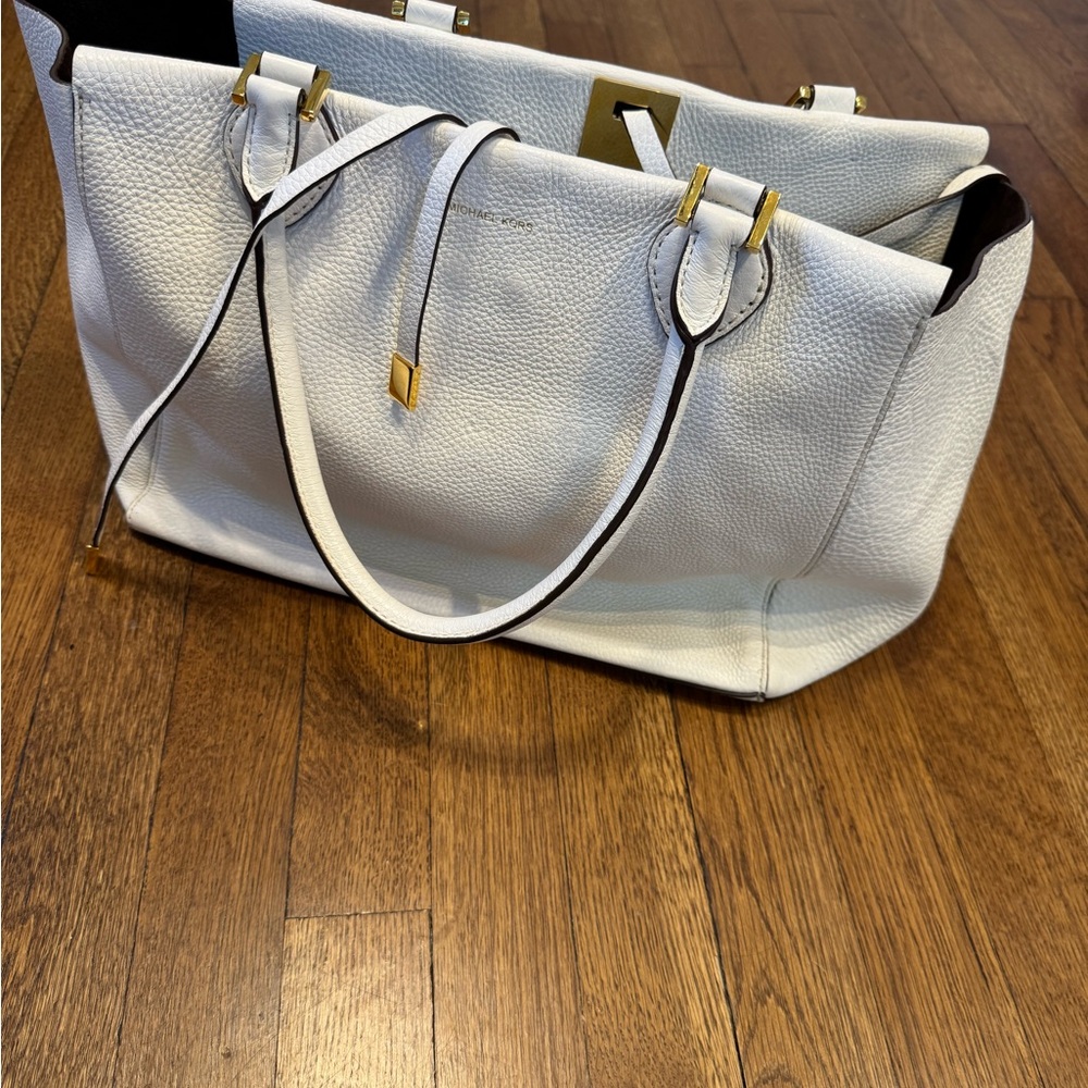 Rare Limited Edition Michael Kors Miranda White Leather/Shoulder Tote Bag EUC - Picture 2 of 16